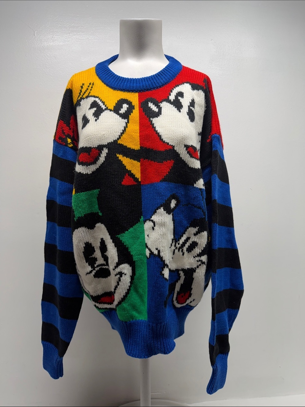 Mickey Mouse & Co Disney Colorblock Knit Sweater Long Sleeve Colorful Size Large